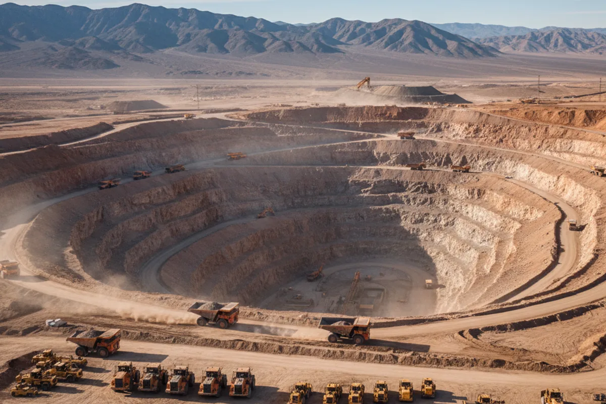 Nevada open-pit mining operation with haul trucks